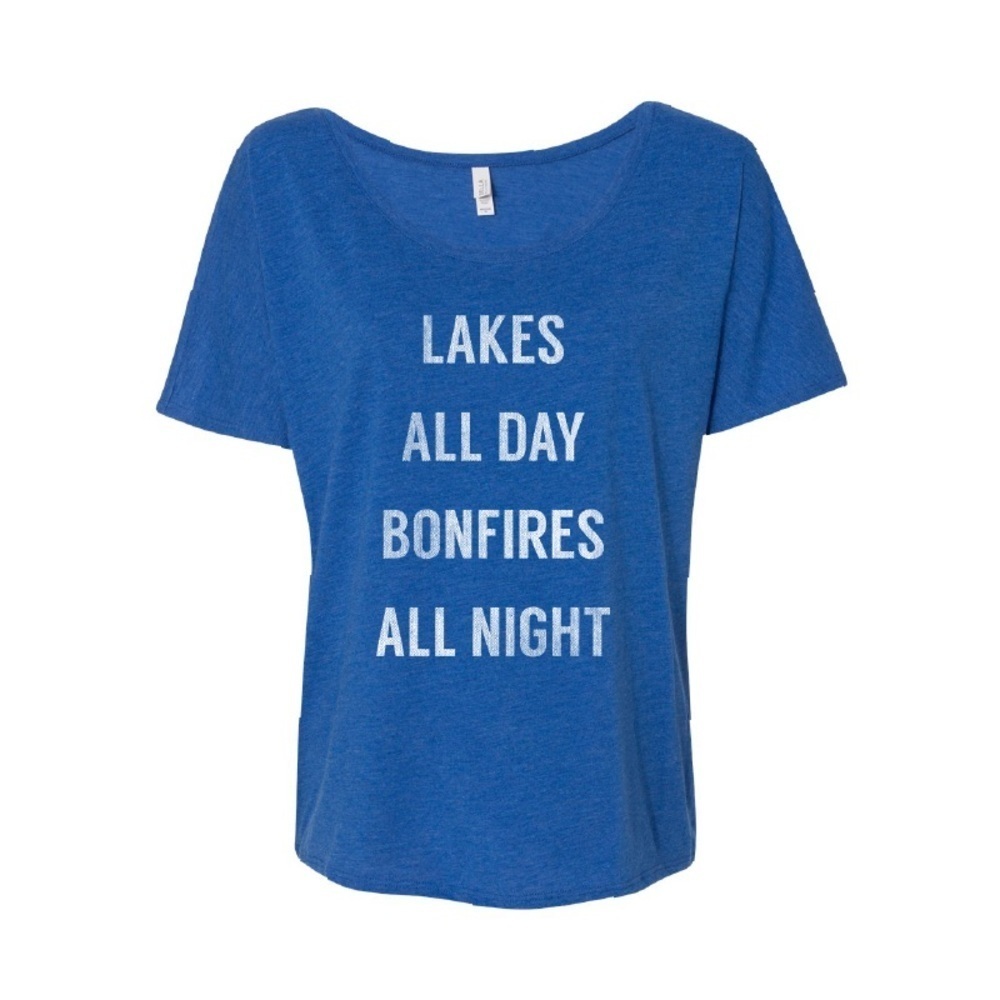 Royal Blue Lakes All Day Shirt Bonfires T-shirt Top M - Picture 2 of 3